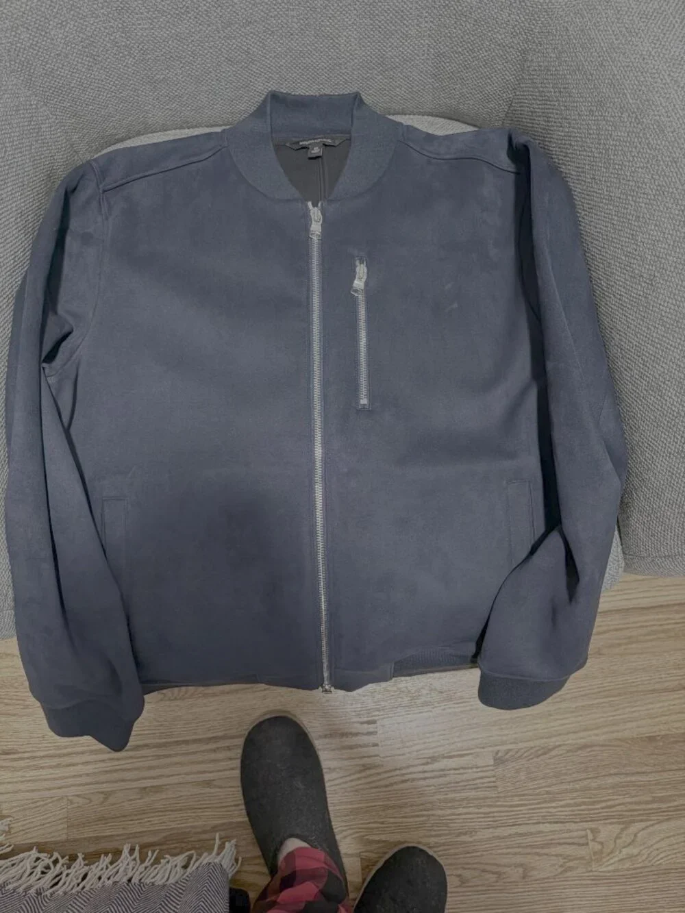 Banana Republic Vegan Suede Navy Bomber Jacket